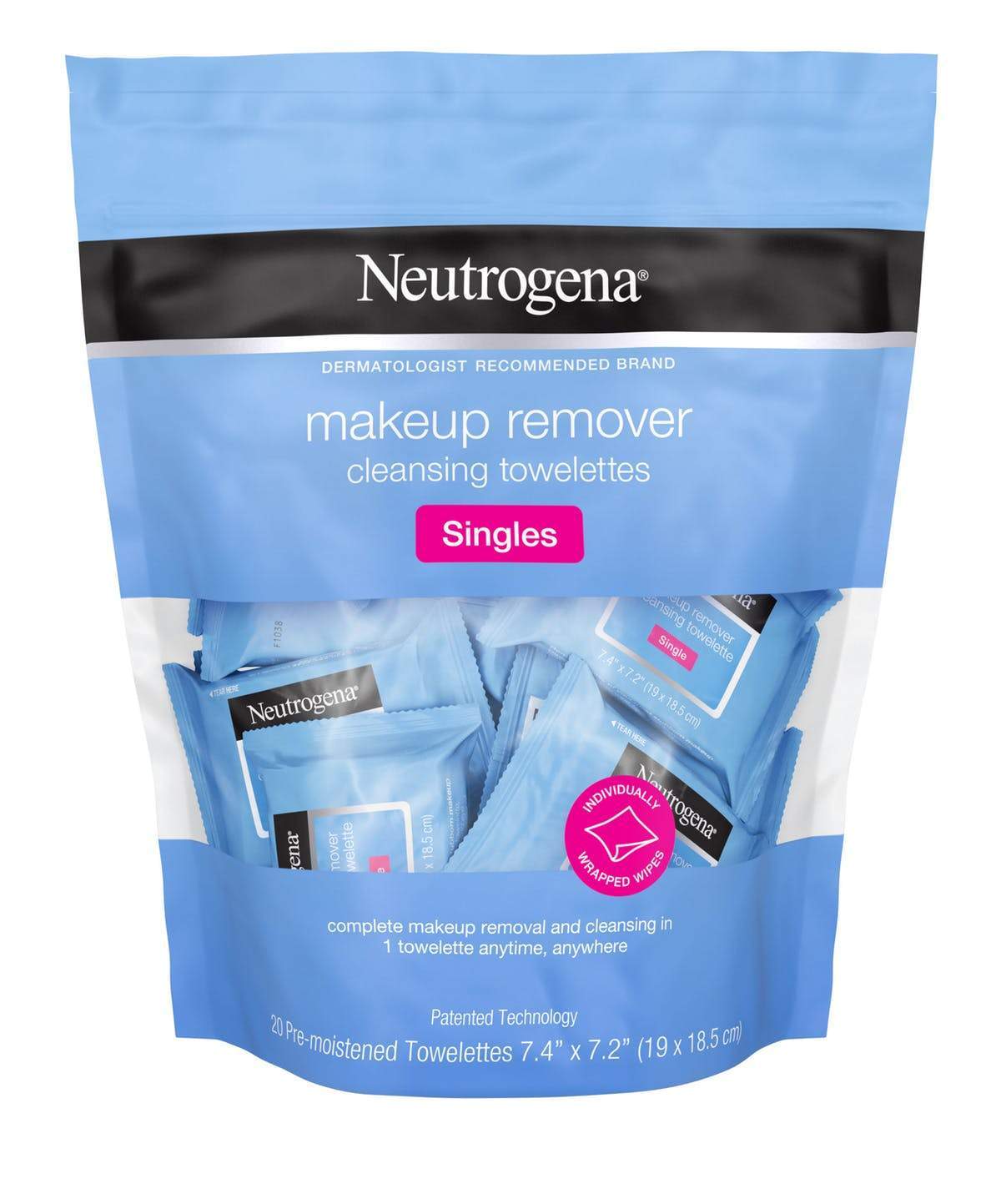 Neutrogena® Makeup Remover Cleansing Towelettes Singles - 20pc, makeup remover, London Loves Beauty