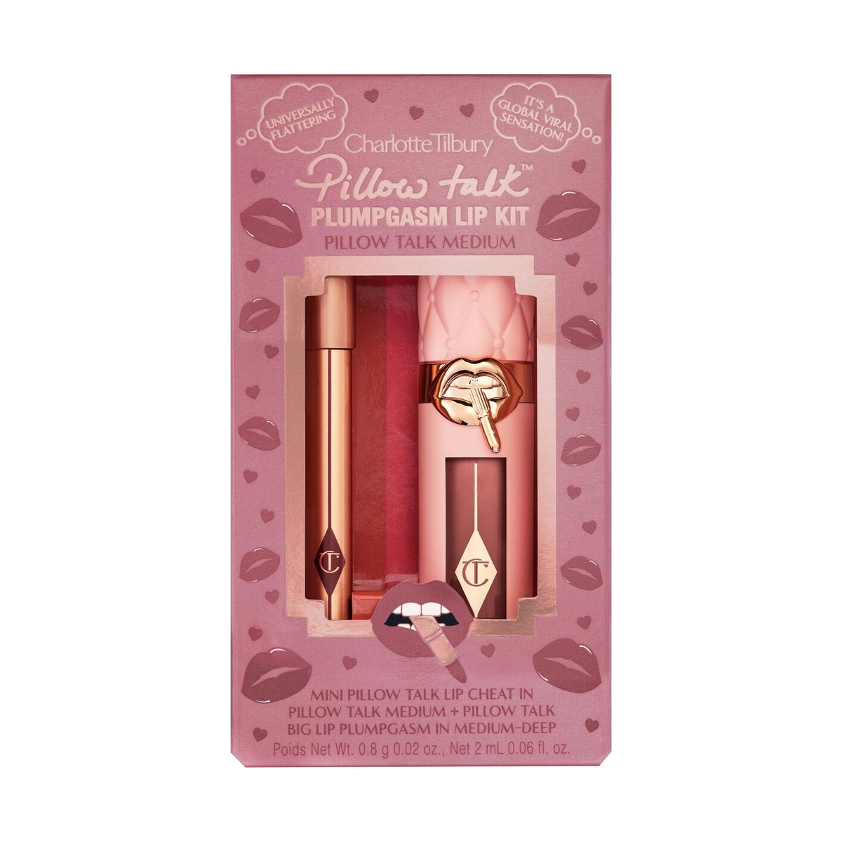 Charlotte Tilbury Mini Pillow Talk Plumpgasm Lip Liner and Lip Gloss Set – Pillow Talk Medium