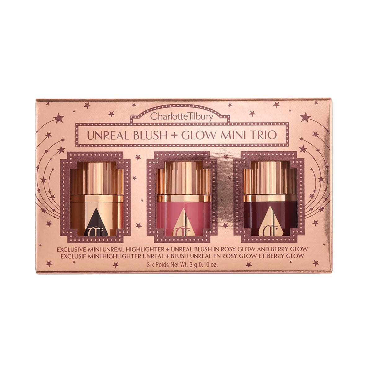 Charlotte Tilbury Mini Unreal Blush + Glow Trio Limited Edition boxed set