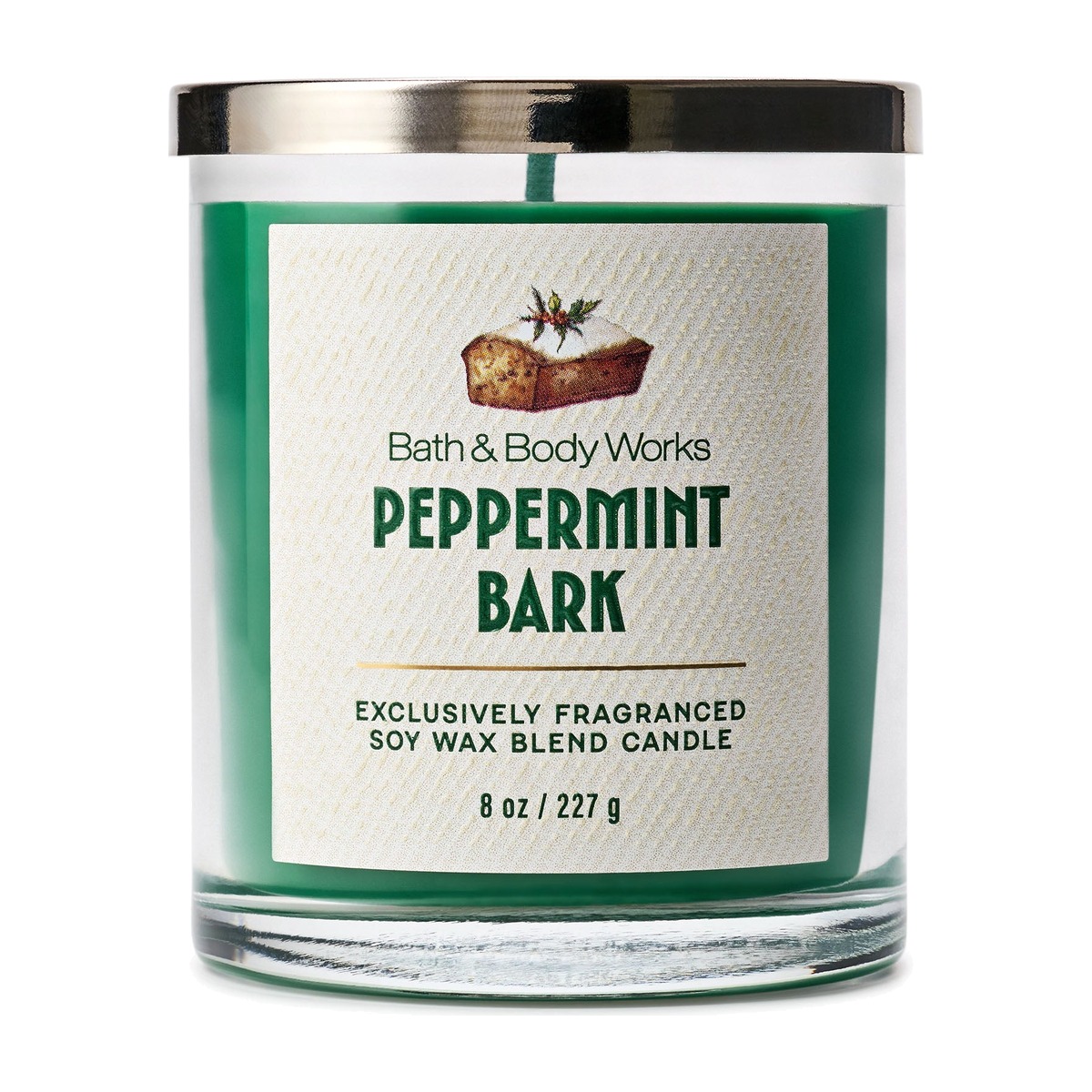 Bath & Body Works Peppermint Bark Single Wick Candle, 8 oz / 227 g
