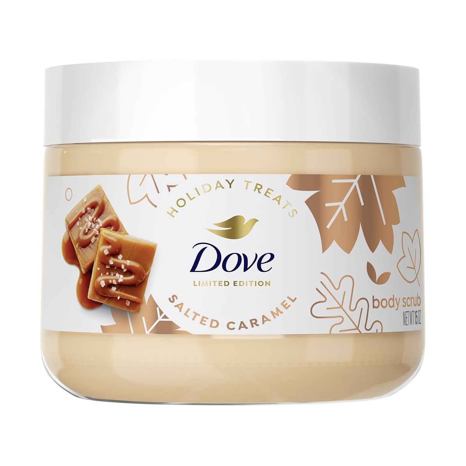 Dove Beauty Fall Treats Limited Edition Salted Caramel Body Scrub, 15 oz jar