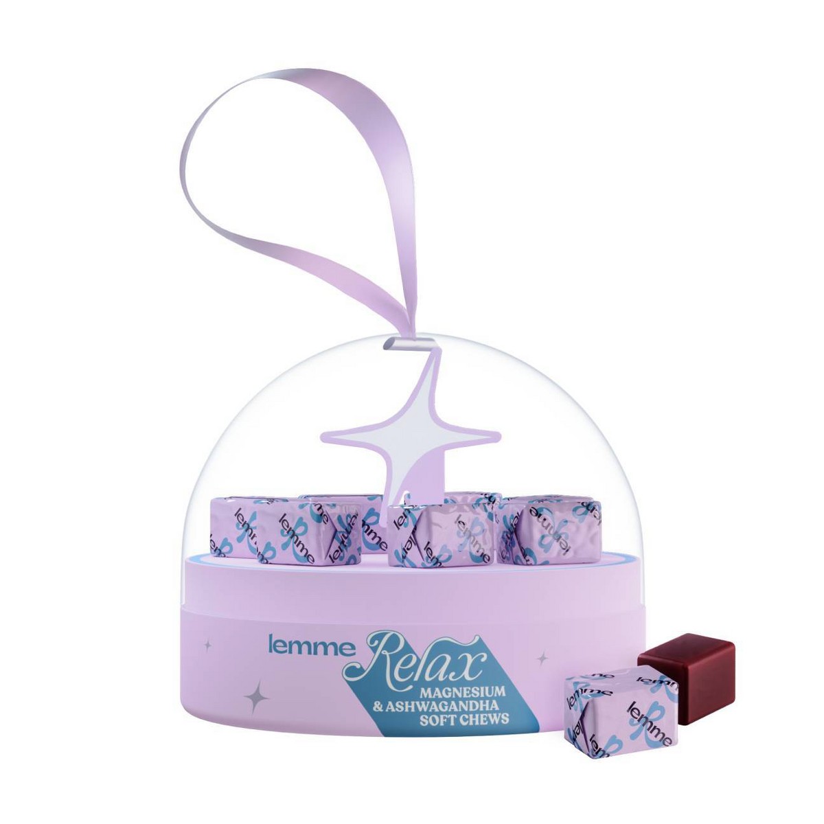 Lemme Relax Chews Holiday Ornament, Blackberry Lemonade Flavour, 7 ct