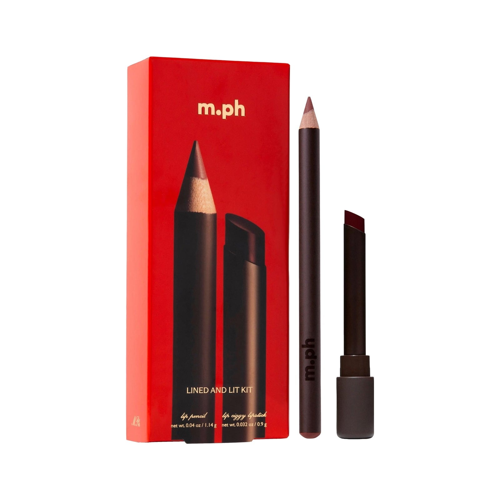 m.ph by Mary Phillips Lined & Lit Lipstick & Lip Liner Gift Set with The Overliner Lip Pencil in Sizzle and Lip Ciggy in Love Bites
