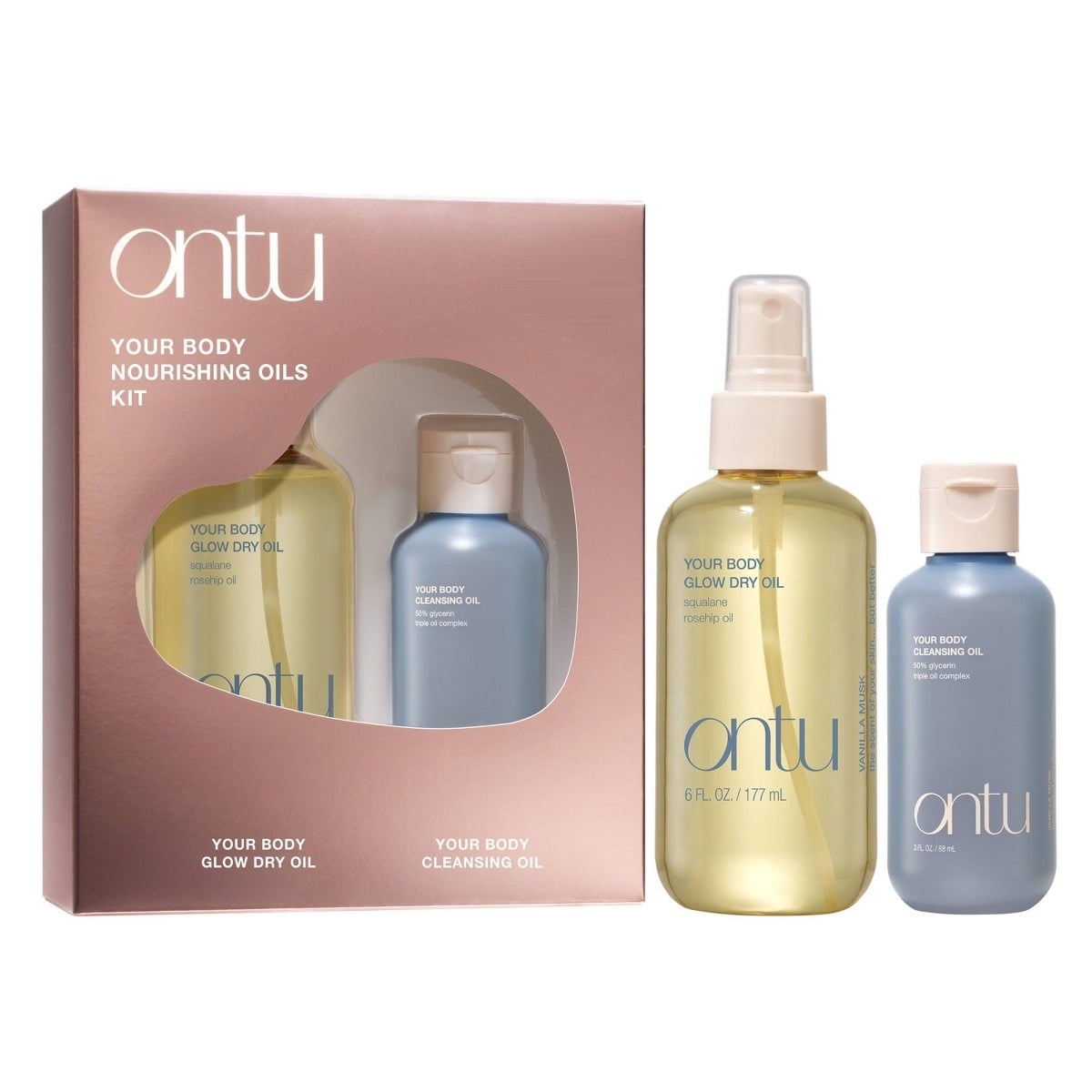 Ontu Your Body Nourishing Oils Kit – Vanilla Musk Gift Set, 2 pc
