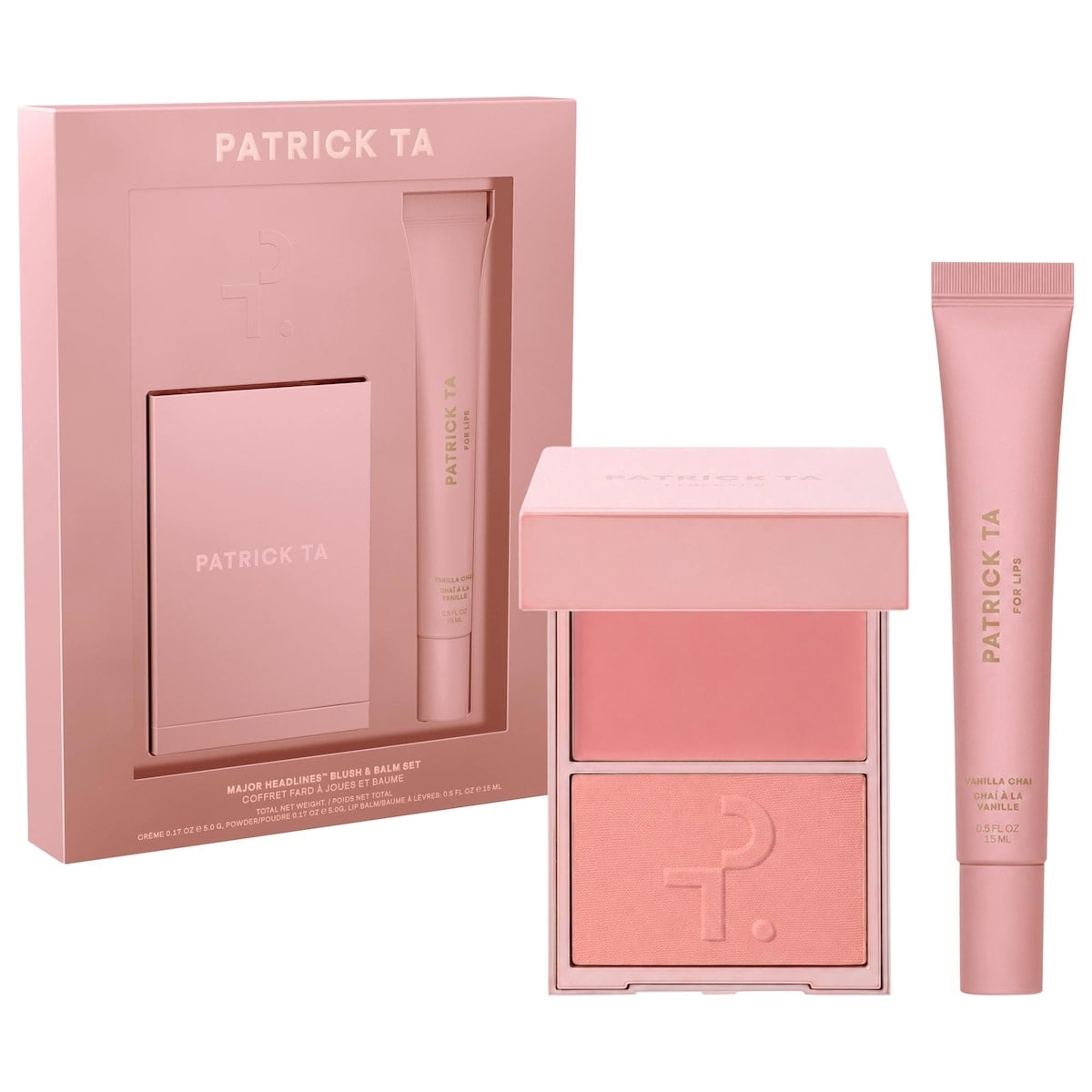 PATRICK TA Major Headlines Double-Take Crème & Powder Blush Duo & Lip Balm Makeup Gift Set – Something Sweet
