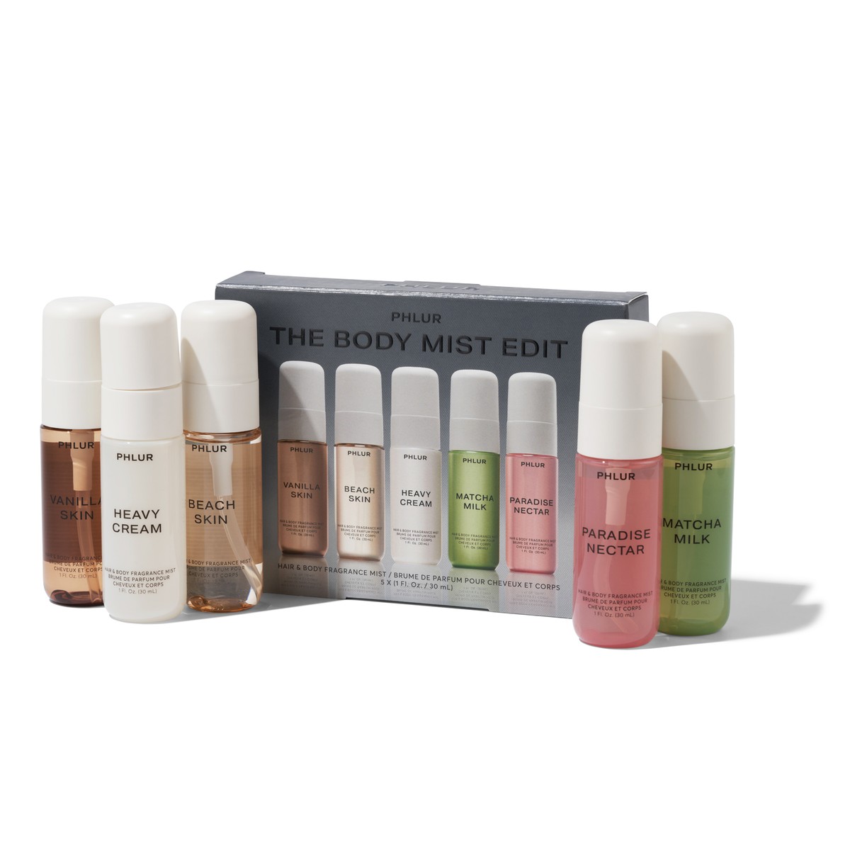 PHLUR Body Mist Discovery Set – 5 x 1 oz Hair & Body Fragrance Mists