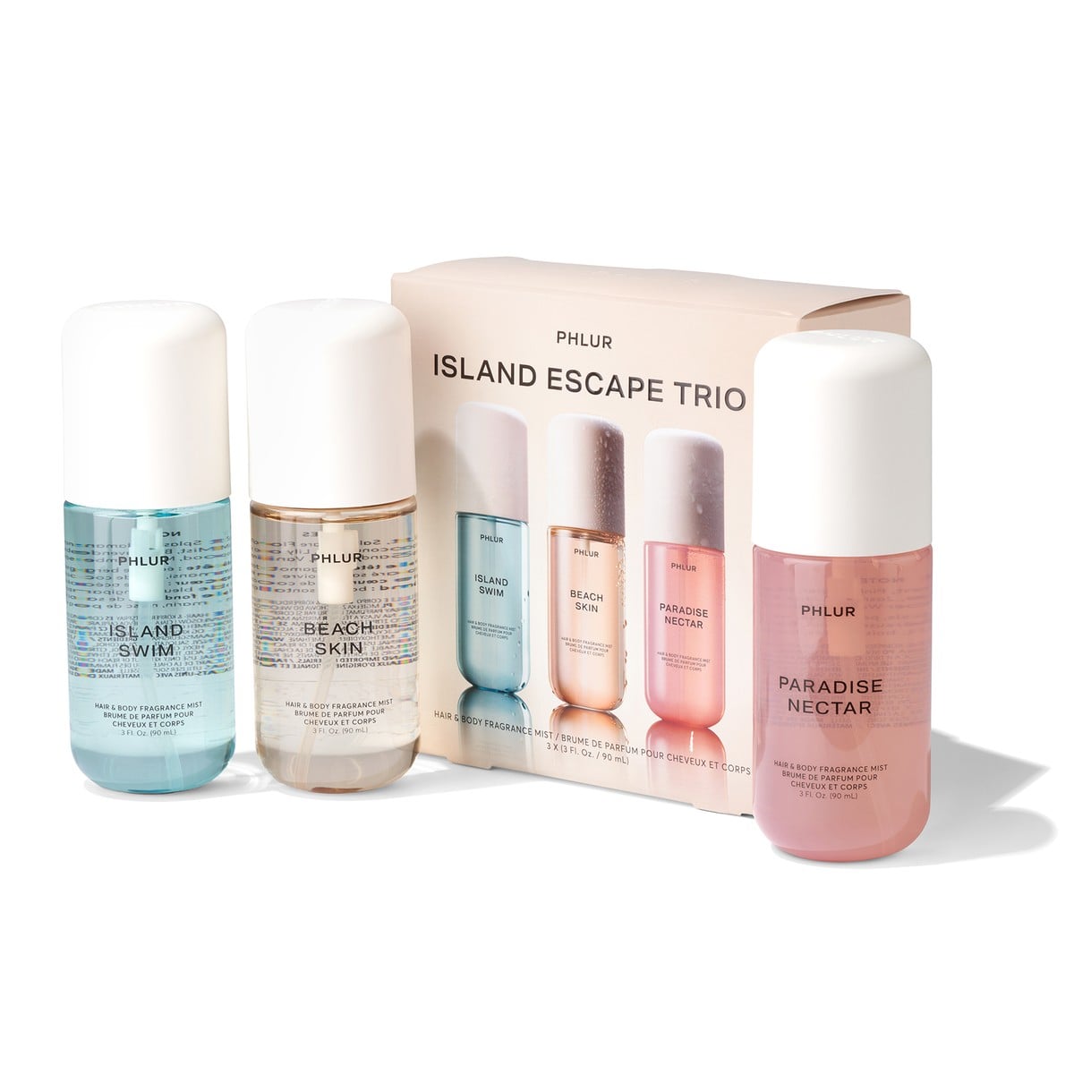 PHLUR Island Escape Set – Island Swim, Paradise Nectar & Beach Skin, 3 x 3 oz