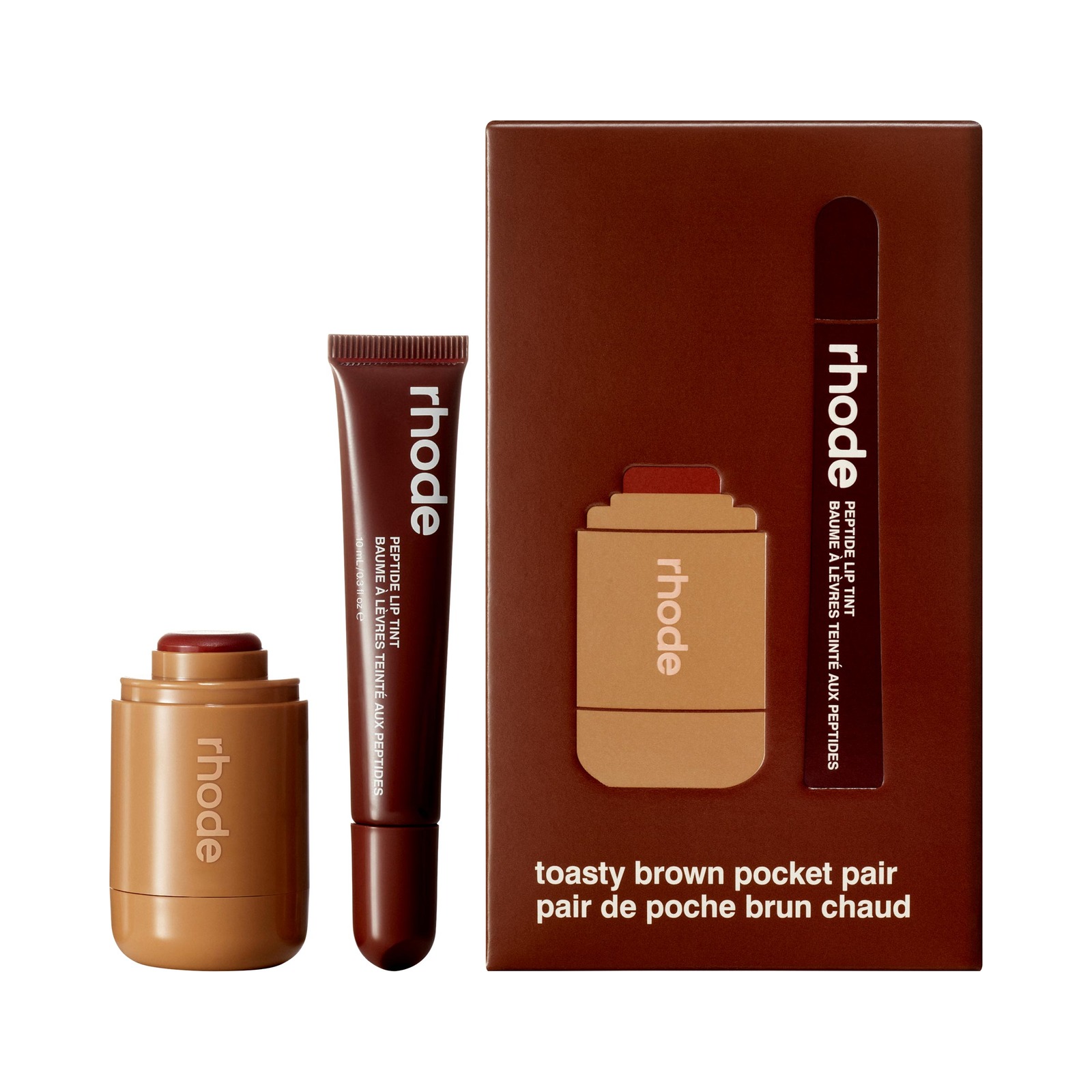 rhode Pocket Pair Limited Edition Lip and Cheek Set in Toasted Teddy + Espresso